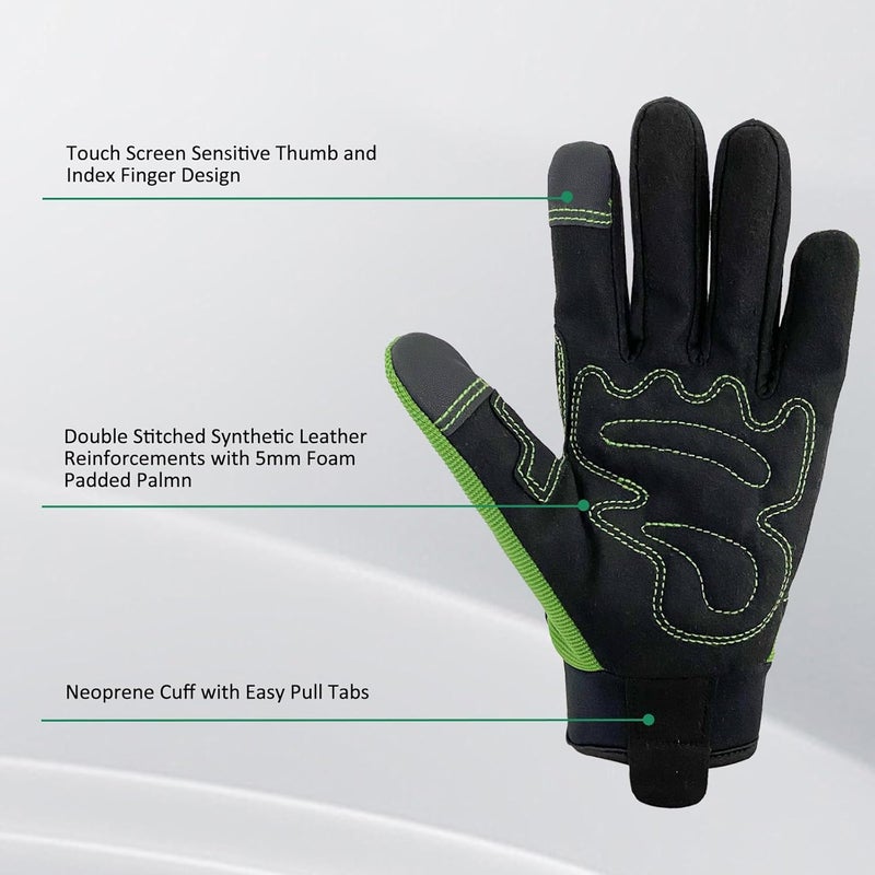 OIZEN Gardening Gloves for Men and Women, Thorn Proof & Puncture Resistant Working Gloves, Gloves for Safety Work and Gardening, Gardening Gifts, Synthetic Leather Spandex Mechanic with Touchscreen Support - Image 3